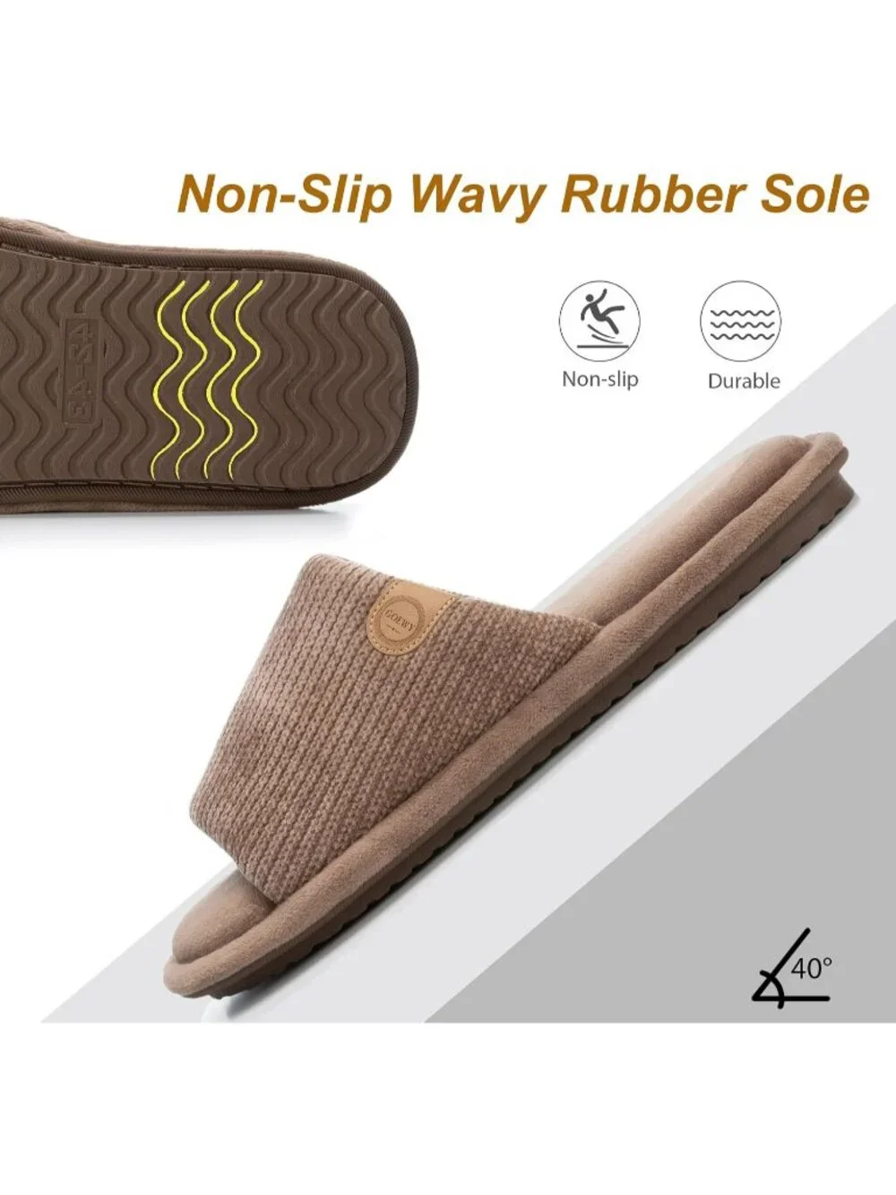 Men's Brown Flat Cozy Memory Foam Anti Skid Soft Slip On House Slipper Shoes